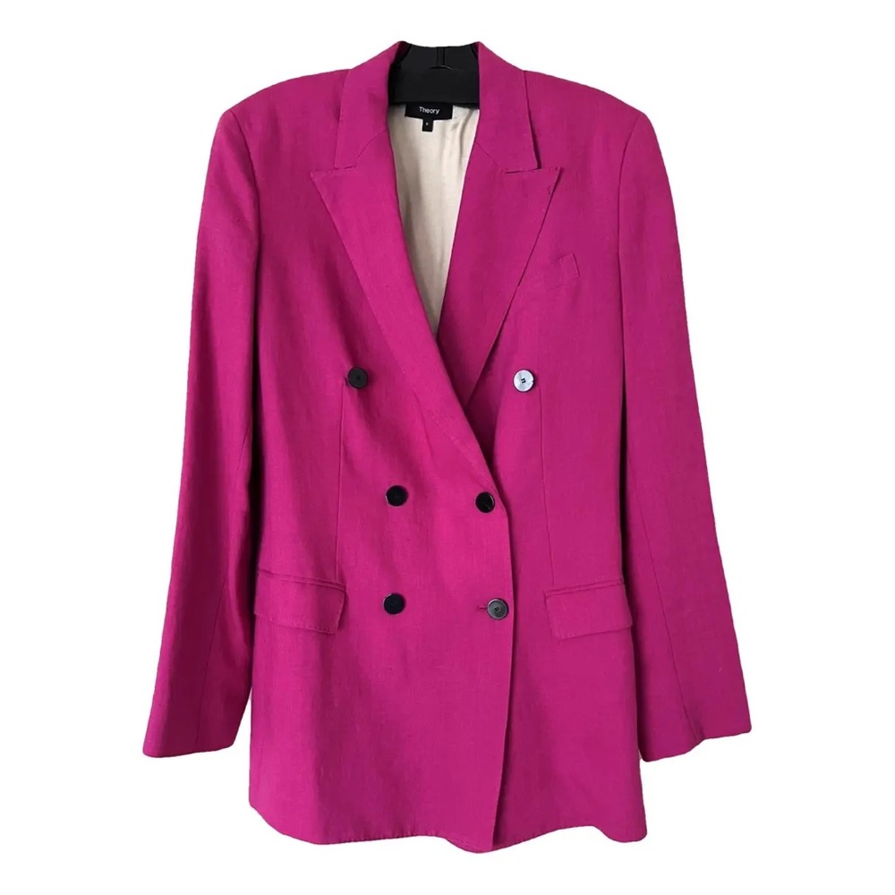 THEORY LINEN BLAZER FUSCHIA